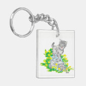 Quadrat (beidseitig) Schlüsselanhänger/Kätzchen Schlüsselanhänger (Vorderseite links)