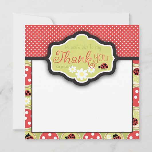 Quadrat Damen-Bug TY Dankeskarte (Rückseite)