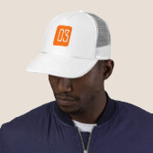 Quadrat der Orangen-#3 Truckerkappe (Beispiel)