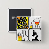 QUADRAT DES LABOR4 - BECHER/MIKROSKOP BUTTON (Vorne & Hinten)