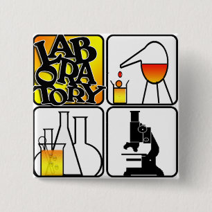 QUADRAT DES LABOR4 - BECHER/MIKROSKOP BUTTON