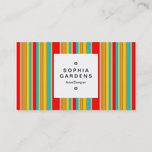 Quadrat-Etikett 03a - 091214 Vertikaler Streifen Visitenkarte (Vorderseite)