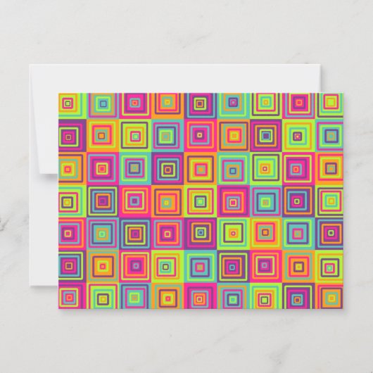 Quadrat farbiges Muster Magneteinladung (Vorderseite)