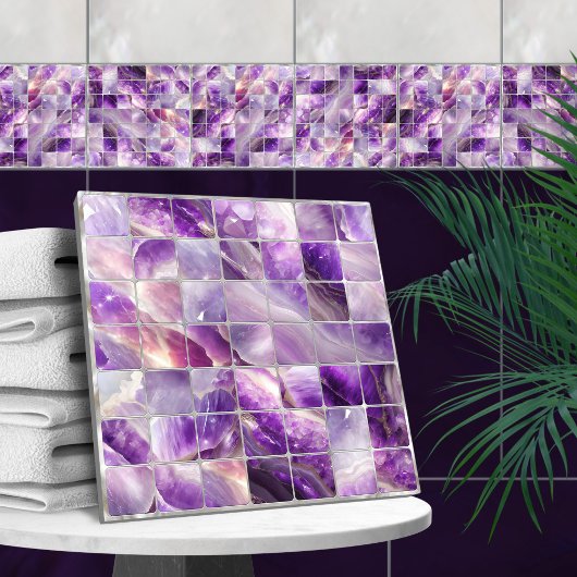 Quadrat-Fliesen Mosaik Amethyst und Perle Fliese