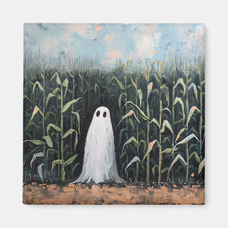 Quadrat für Feldmalerei mit whimsical Ghost-Mais Magnet
