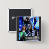 QUADRAT-"Genese-" Knopf - Jordaniens Logo Button (Vorne & Hinten)