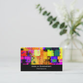 Quadrat Geometrisches mehrfarbiges Muster Visitenkarte (Stehend Vorderseite)