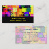 Quadrat Geometrisches mehrfarbiges Muster Visitenkarte (Vorne/Hinten)