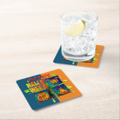 Quadrat-Glasunterteil aus Spooky-Halloween-Papier Rechteckiger Pappuntersetzer (Vor Ort)