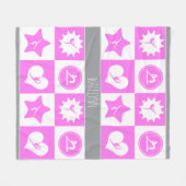 Quadrat-Gymnastik des Rosa-4 mit Monogramm Fleecedecke (Vorderseite (Horizontal))
