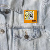 Quadrat. Knopf-Nashorn 39 Dangerhouse Button (Beispiel)
