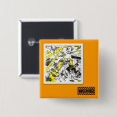 Quadrat. Knopf-Nashorn 39 Dangerhouse Button (Vorne & Hinten)