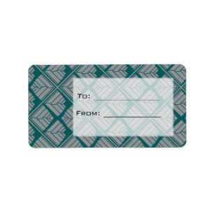 Quadrat Leaf Muster Aquamarin neutral Adressaufkleber