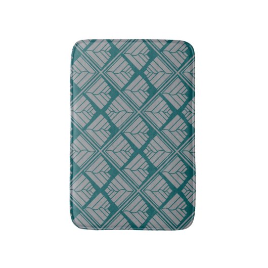 Quadrat Leaf Muster Aquamarin neutral Badematte (Vorderseite Vertikal)