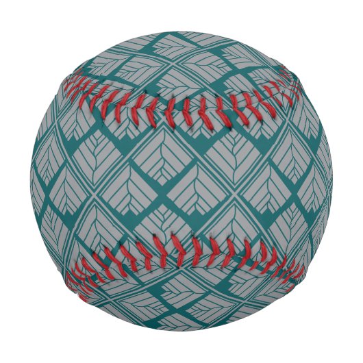 Quadrat Leaf Muster Aquamarin neutral Baseball (Rückseite)