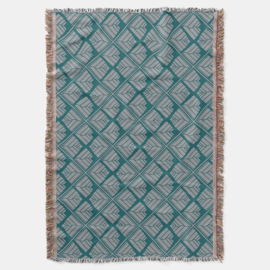 Quadrat Leaf Muster Aquamarin neutral Decke (Vorderseite Vertikal)