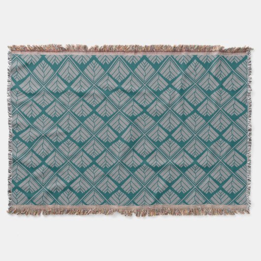 Quadrat Leaf Muster Aquamarin neutral Decke (Vorderseite)