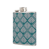 Quadrat Leaf Muster Aquamarin neutral Flachmann (Links)