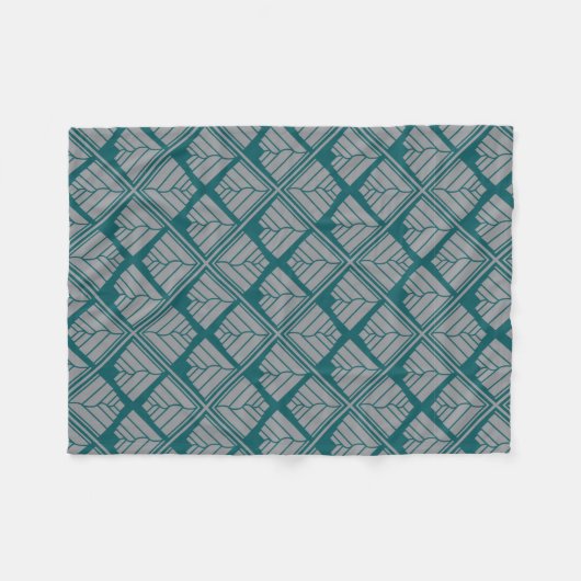 Quadrat Leaf Muster Aquamarin neutral Fleecedecke (Vorderseite (Horizontal))