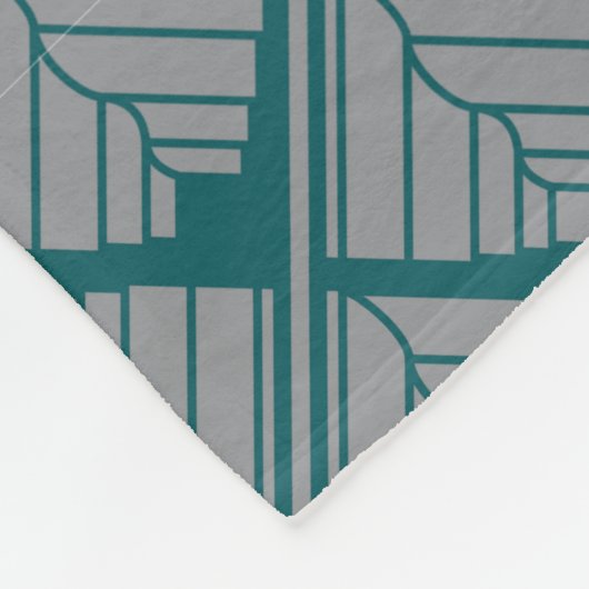 Quadrat Leaf Muster Aquamarin neutral Fleecedecke (Ecke)