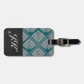 Quadrat Leaf Muster Aquamarin neutral Gepäckanhänger (Vorderseite horizontal)