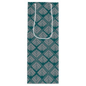 Quadrat Leaf Muster Aquamarin neutral Geschenktüte Für Weinflaschen (Vorderseite)
