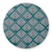 Quadrat Leaf Muster Aquamarin neutral Keramikknauf (Vorderseite)