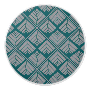 Quadrat Leaf Muster Aquamarin neutral Keramikknauf