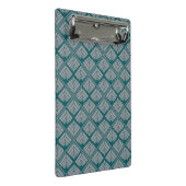 Quadrat Leaf Muster Aquamarin neutral Mini Klemmbrett (Schrägansicht)