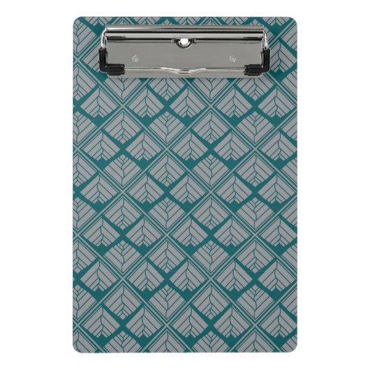 Quadrat Leaf Muster Aquamarin neutral Mini Klemmbrett (Vorderseite)