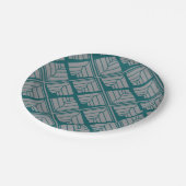 Quadrat Leaf Muster Aquamarin neutral Pappteller (Schrägansicht)