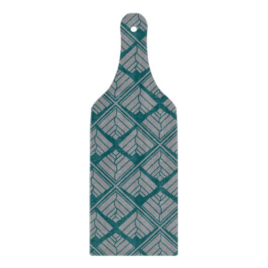 Quadrat Leaf Muster Aquamarin neutral Schneidebrett (Vorderseite)