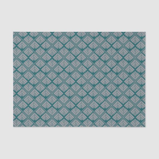 Quadrat Leaf Muster Aquamarin neutral Seidenpapier (Vorderseite)