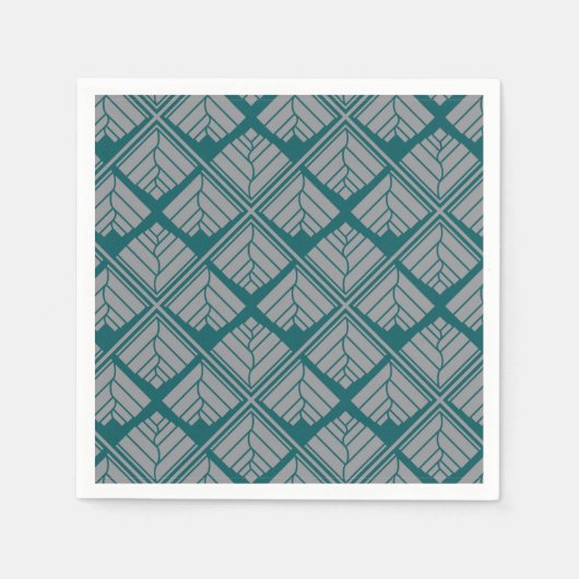 Quadrat Leaf Muster Aquamarin neutral Serviette (Vorderseite)