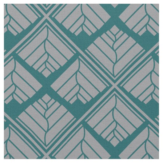 Quadrat Leaf Muster Aquamarin neutral Stoff (Nahaufnahme)