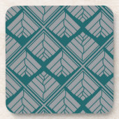 Quadrat Leaf Muster Aquamarin neutral Untersetzer (Vorderseite)