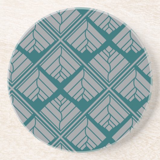 Quadrat Leaf Muster Aquamarin neutral Untersetzer (Vorne)