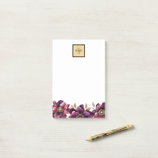 Quadrat-Logo-Rahmen Lila goldfarben Post-it Klebezettel (Auf Schreibtisch)