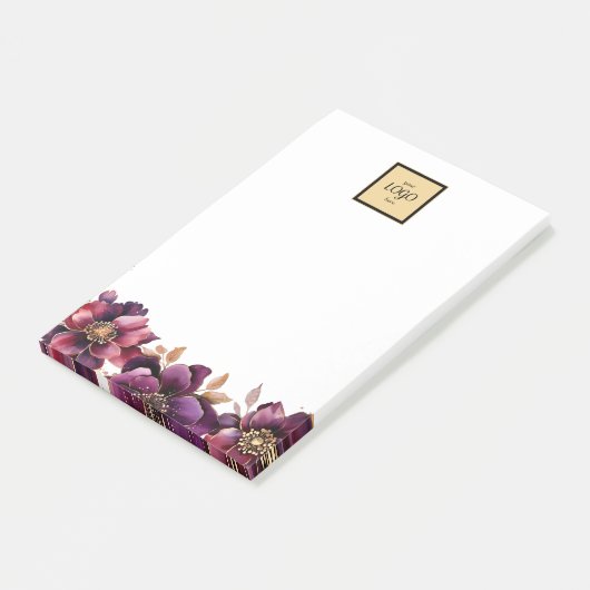 Quadrat-Logo-Rahmen Lila goldfarben Post-it Klebezettel (angewinkelt)