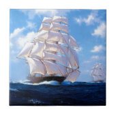 Quadrat manipuliertes Schiff in Meer Fliese (Vorderseite)