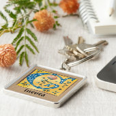 Quadrat Mittelalterliche blutleuchten G Monogramm Schlüsselanhänger (Seite)