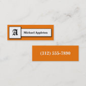 Quadrat Monogramm Orange Calling Cards Telefonnummerkarte (Vorne/Hinten)