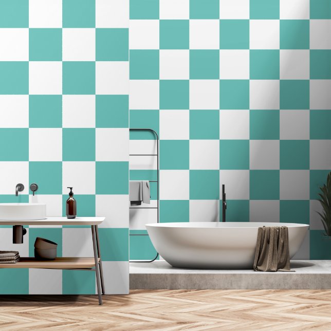 Quadrat-Muster Tapete (Badezimmer)