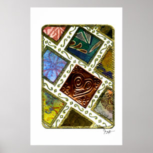 Quadrat Muster Unterschiedliche Techniken Kupfer H Poster