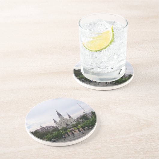 Quadrat New Orleans Jackson Sandstein Untersetzer (Seite)