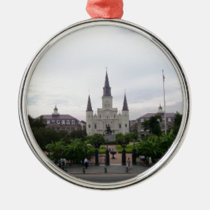 Quadrat New Orleans Jackson Silbernes Ornament