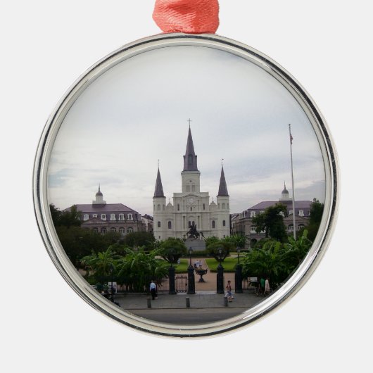 Quadrat New Orleans Jackson Silbernes Ornament (Vorne)