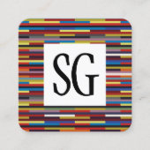 Quadrat-Panel - Initialen - Farbige Streifen Quadratische Visitenkarte (Vorderseite)