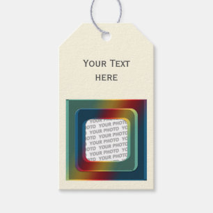 Quadrat Rahmen farbig I + Ihr Foto, Text & Rücksei Geschenkanhänger