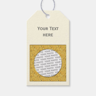 Quadrat Rahmen gold Blatt + Ihr Foto, Text & Rücks Geschenkanhänger